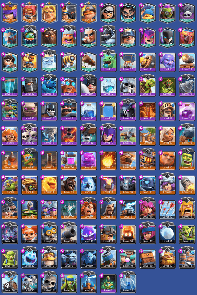 [KT13] | Level 41 | 7679 Trophies | Arena 20 | 117/125 Cards | 1186 Wins | BS Lv.151 | 1 Max | 5 Champions | 19 Legendary | 32 Epic