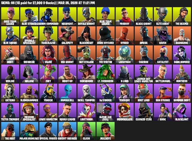 [PC/XBOX] | 66 skins | Take The L | Floss | OG STW | Black Knight | Sparkle Specialist | Royale Knight | The Reaper | Elite Agent | Blue Squire