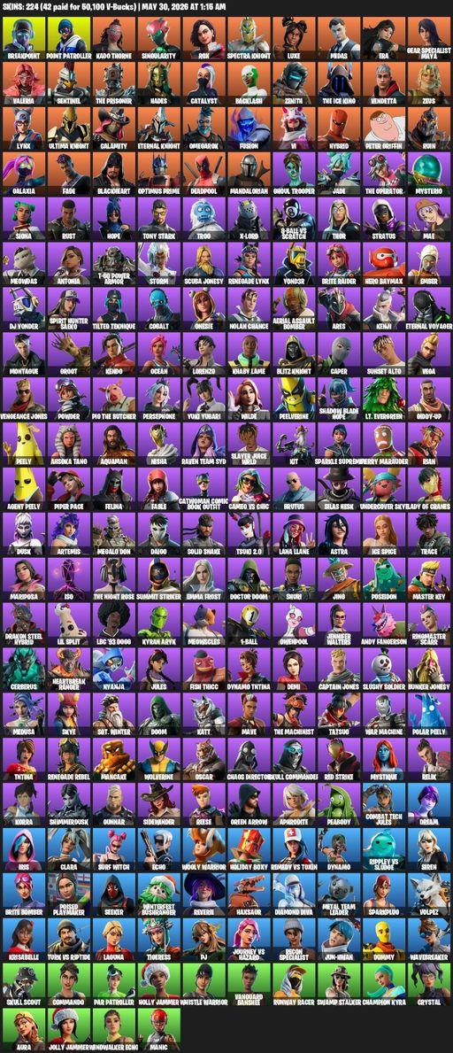 [PC/XBOX] | 224 skins | Reaper Axe | Breakpoint | Point Patroller | Kado Thorne | Singularity | Rox | Spectra Knight | Luxe | Midas | Era | Full Access