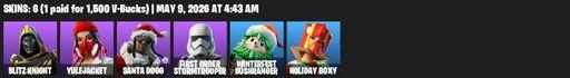 [PC/PSN/XBOX] | 6 skins | Blitz Knight | Yulejacket | Santa Dogg | First Order Stormtrooper | Winterfest Bushranger | Holiday Boxy | Sonic Splash | Full Access