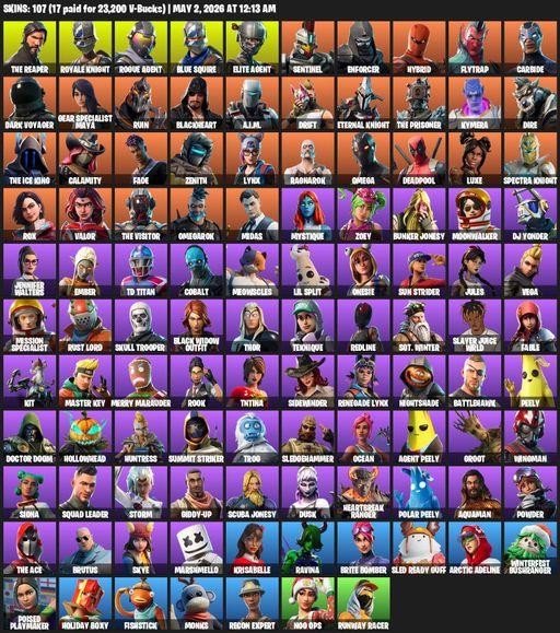 [PC/PSN/XBOX] | 107 skins | Floss | Take The L | Royale Knight | The Reaper | Elite Agent | Blue Squire | Omega | Rogue Agent | Sentinel | Enforcer | Full Access