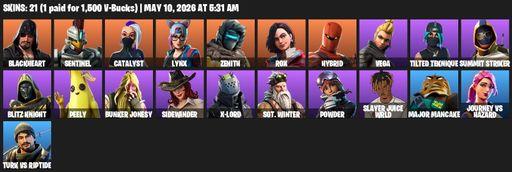 [PC/PSN/XBOX] | 21 skins | 1750 V-bucks | Blackheart | Sentinel | Catalyst | Lynx | Zenith | Rox | Hybrid | Vega | Tilted Teknique | Summit Striker | Full Access