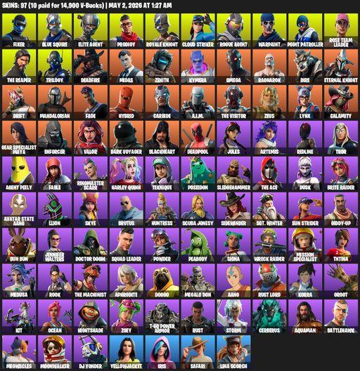 [PC/PSN/XBOX] | 97 skins | Take The L | OG STW | Royale Knight | The Reaper | Elite Agent | Blue Squire | Omega | Fixer | Prodigy | Cloud Striker | Full Access