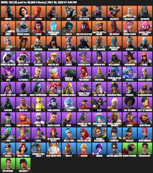 [PC] | 102 skins | Omega | Rox | Hybrid | Ruin | Dire | The Visitor | Ravage | Calamity | Ragnarok | Enforcer | Drift | Frozen Raven | Valor | Full Access