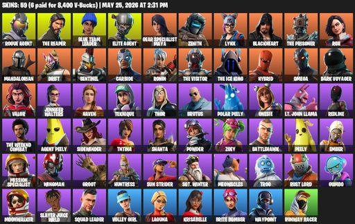[PC/XBOX] | 59 skins | Take The L | The Reaper | Elite Agent | Omega | Mako | Rogue Agent | Blue Team Leader | Gear Specialist Maya | Zenith | Lynx | Full Access