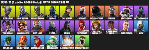 [PC/PSN] | 26 skins | Take The L | Royale Knight | The Reaper | Elite Agent | Blue Squire | Trilogy | Catalyst | Dark Voyager | Carbide | Santa Dogg | Full Access