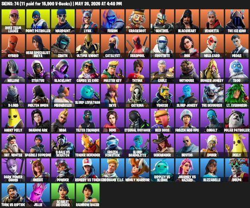 [PC/PSN/XBOX] | 74 skins | OG STW | Rose Team Leader | Point Patroller | Warpaint | Lynx | Fusion | Crackshot | Sentinel | Blackheart | Vendetta | Full Access