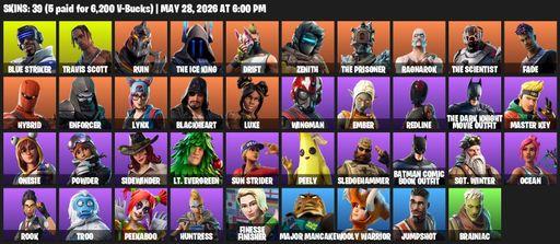 [PC/XBOX] | 39 skins | Travis Scott | Blue Striker | Ruin | The Ice King | Drift | Zenith | The Prisoner | Ragnarok | The Scientist | Fade | Hybrid | Full Access