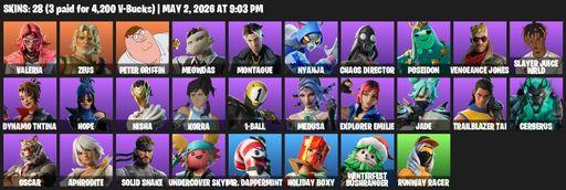 [PC/XBOX] | 28 skins | Valeria | Zeus | Peter Griffin | Meowdas | Montague | Nyanja | Chaos Director | Poseidon | Vengeance Jones | Slayer Juice WRLD | Full Access