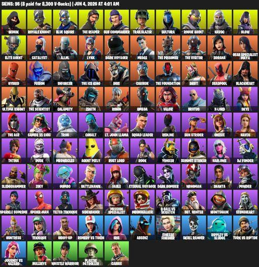 [PC/XBOX] | 95 skins | 1700 V-bucks | Floss | Take The L | IKONIK | Royale Knight | The Reaper | Elite Agent | Blue Squire | Omega | Sub Commander | Full Access
