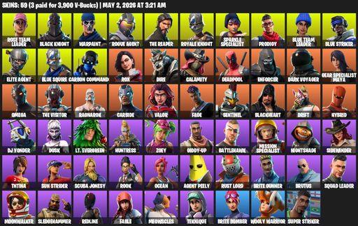 [PC/PSN/XBOX] | 59 skins | 2150 V-bucks | Floss | Take The L | OG STW | Black Knight | Sparkle Specialist | Royale Knight | The Reaper | Elite Agent | Full Access