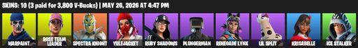 [PC/PSN/XBOX] | 10 skins | OG STW | Warpaint | Rose Team Leader | Spectra Knight | Yulejacket | Ruby Shadows | Plungerman | Renegade Lynx | Lil Split | Full Access