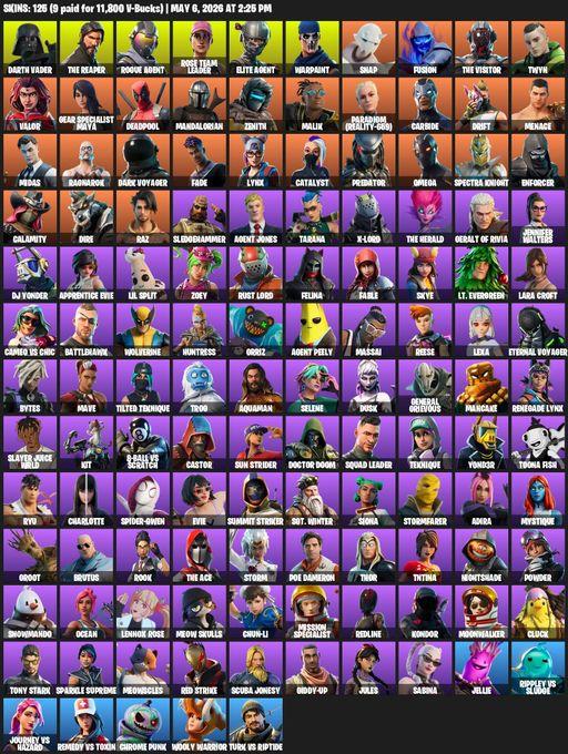 [PC/XBOX] | 125 skins | Take The L | OG STW | The Reaper | Elite Agent | Omega | Lara Croft | Darth Vader | Rogue Agent | Rose Team Leader | Warpaint | Full Access