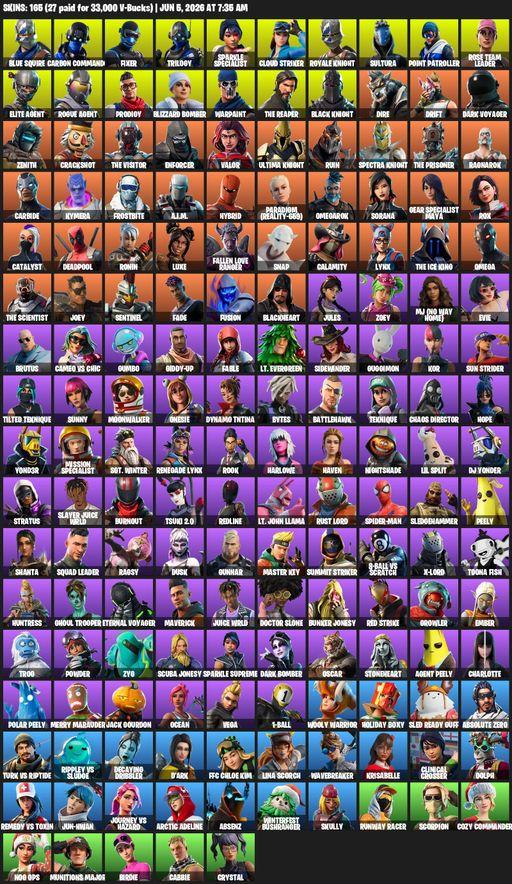 [PC/PSN/XBOX] | 165 skins | 650 V-bucks | Merry Mint Axe | Take The L | Floss | OG STW | Black Knight | Sparkle Specialist | Royale Knight | Full Access