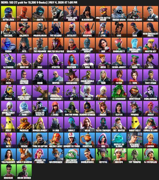 [PC/PSN/XBOX] | 102 skins | Astro Jack | Hybrid | Zenith | Dire | Fallen Love Ranger | Blackheart | Molten Battle Hound | Frozen Raven | Full Access