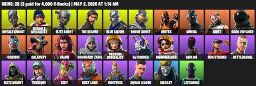 [PC/PSN] | 28 skins | Floss | Take The L | Sparkle Specialist | Royale Knight | The Reaper | Elite Agent | Blue Squire | Omega | Rogue Agent | Vertex | Full Access