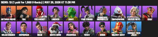 [PC/XBOX] | 19 skins | Optimus Prime | Era | Yulejacket | Lorenzo | Ziggy | Yuki Yubari | Purradise Meowscles | Snowmando | Haylee Skye | Rian | Full Access