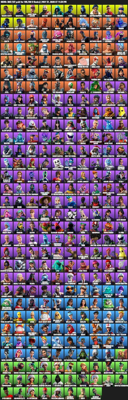 [PC/XBOX] | 308 skins | Merry Mint Axe | Leviathan Axe | OG STW | Travis Scott | Lara Croft | Warpaint | Rose Team Leader | Kratos | Surf Strider | Full Access