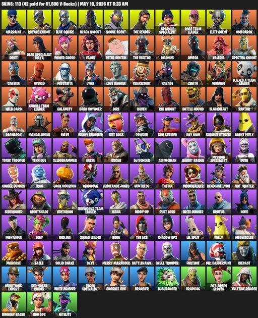 [PC/PSN/XBOX] | 113 skins | Take The L | Floss | OG STW | Black Knight | Sparkle Specialist | Royale Knight | The Reaper | Elite Agent | Blue Squire | Full Access