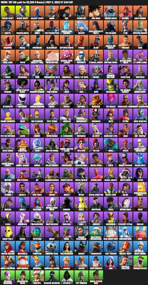 [PC/PSN/XBOX] | 187 skins | Renegade Raider | Travis Scott | Rogue Agent | Galaxy Scout | Ronin | Era | Predator | Son Goku | Frozen Raven | Valeria | Full Access