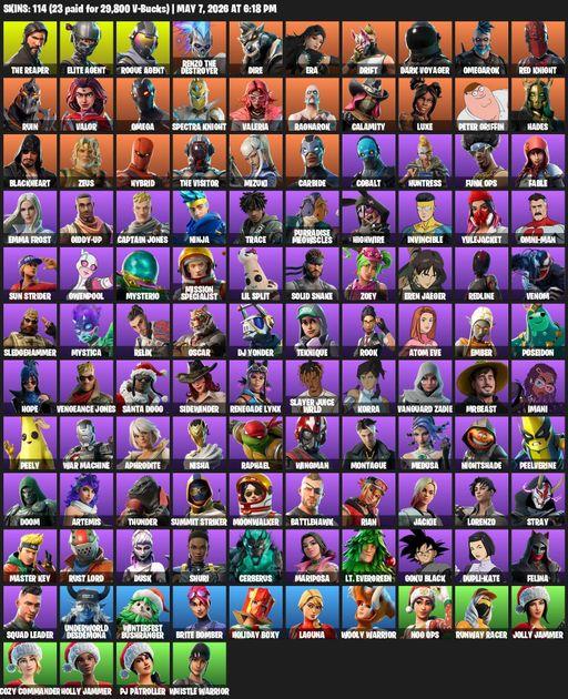 [PC/PSN/XBOX] | 114 skins | Take The L | The Reaper | Elite Agent | Omega | Rogue Agent | Renzo the Destroyer | Dire | Era | Drift | Dark Voyager | Full Access