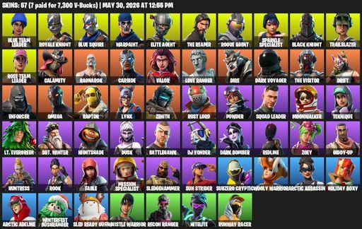 [PC/XBOX] | 57 skins | Floss | Take The L | OG STW | Black Knight | Sparkle Specialist | Royale Knight | The Reaper | Elite Agent | Blue Squire | Full Access