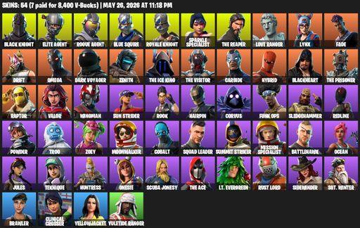 [PC/PSN] | 54 skins | Floss | Take The L | Black Knight | Sparkle Specialist | Royale Knight | The Reaper | Elite Agent | Blue Squire | Omega | Full Access