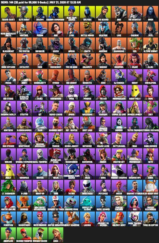 [PC/XBOX] | 144 skins | Take The L | Travis Scott | The Reaper | Elite Agent | Omega | Trilogy | Carbon Commando | Blue Team Leader | Sultura | Dire | Full Access