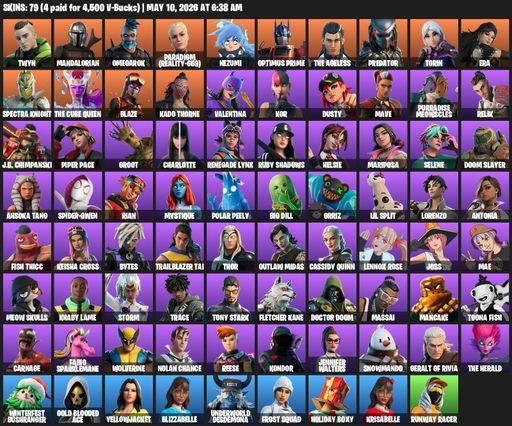 [PC/PSN/XBOX] | 79 skins | 1800 V-bucks | Twyn | Mandalorian | Omegarok | Paradigm (Reality-659) | Nezumi | Optimus Prime | The Ageless | Predator | Full Access