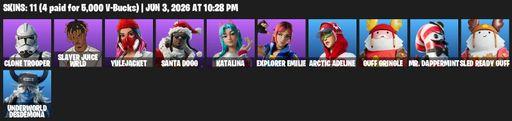 [PC/PSN/XBOX] | 11 skins | Clone Trooper | Slayer Juice WRLD | Yulejacket | Santa Dogg | Katalina | Explorer Emilie | Arctic Adeline | Guff Gringle | Full Access