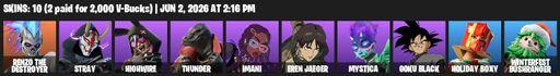 [PC/PSN] | 10 skins | Renzo the Destroyer | Stray | Highwire | Thunder | Imani | Eren Jaeger | Mystica | Goku Black | Holiday Boxy | Full Access