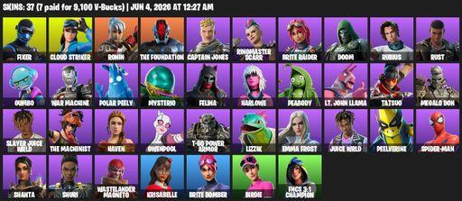 [PC/XBOX] | 37 skins | Reaper Axe | Fixer | Cloud Striker | Ronin | The Foundation | Captain Jones | Ringmaster Scarr | Brite Raider | Doom | Rubius | Full Access