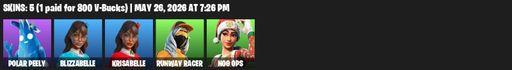 [PC/PSN/XBOX] | 5 skins | Polar Peely | Blizzabelle | Krisabelle | Runway Racer | Nog Ops | Blade of the Waning Moon | Premiere Poms | Snowplower | Full Access