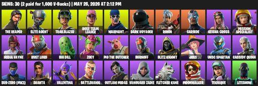 [PC/PSN/XBOX] | 30 skins | Take The L | OG STW | The Reaper | Elite Agent | Trailblazer | Rose Team Leader | Warpaint | Dark Voyager | Ronin | Carbide | Full Access