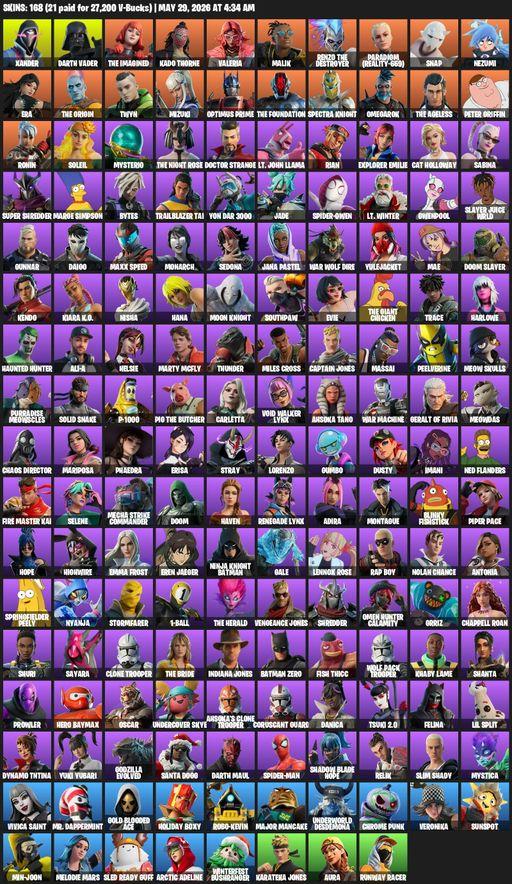 [PC/PSN] | 168 skins | Xander | Darth Vader | The Imagined | Kado Thorne | Valeria | Malik | Renzo the Destroyer | Paradigm (Reality-659) | Snap | Full Access