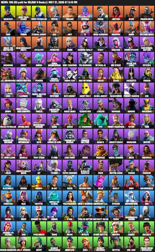 [PC/PSN/XBOX] | 160 skins | Leviathan Axe | OG STW | Lara Croft | Warpaint | Rose Team Leader | Point Patroller | Mizuki | Menace | Kymera | Midas | Full Access