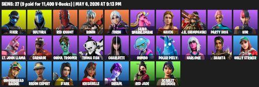[PC/PSN/XBOX] | 27 skins | Fixer | Sultura | Red Knight | Ronin | Torin | Fabio Sparklemane | Haven | J.B. Chimpanski | Party Diva | Kor | Full Access