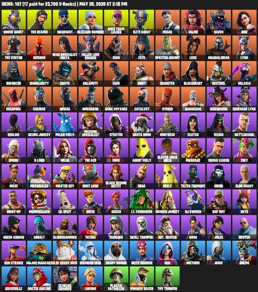 [PC/XBOX] | 107 skins | Take The L | OG STW | The Reaper | Elite Agent | Omega | Rogue Agent | Warpaint | Blizzard Bomber | Rose Team Leader | Midas | Full Access