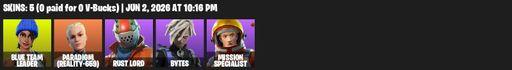 [PC/PSN/XBOX] | 5 skins | Take The L | Blue Team Leader | Paradigm (Reality-659) | Rust Lord | Bytes | Mission Specialist | EVA | The Nothing's Gift | Full Access