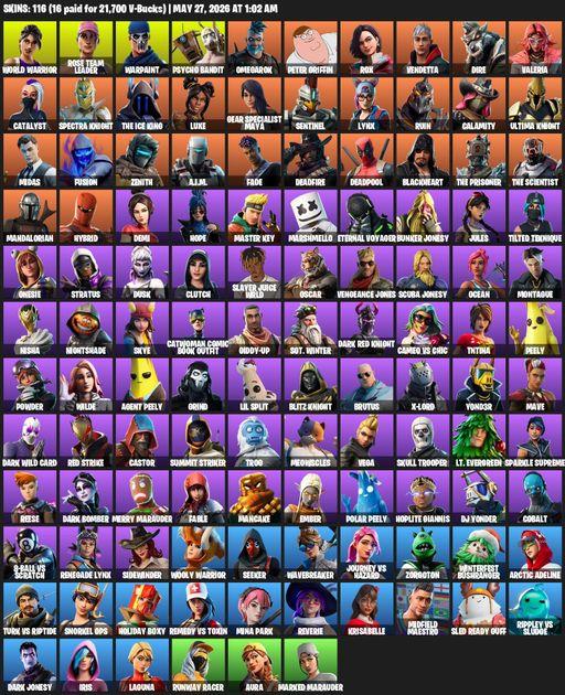 [PC/PSN] | 116 skins | OG STW | World Warrior | Rose Team Leader | Warpaint | Psycho Bandit | Omegarok | Peter Griffin | Rox | Vendetta | Dire | Full Access