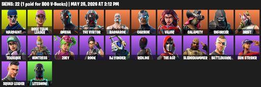 [PC/XBOX] | 22 skins | OG STW | Omega | Warpaint | Rose Team Leader | The Visitor | Ragnarok | Carbide | Valor | Calamity | Enforcer | Drift | Full Access