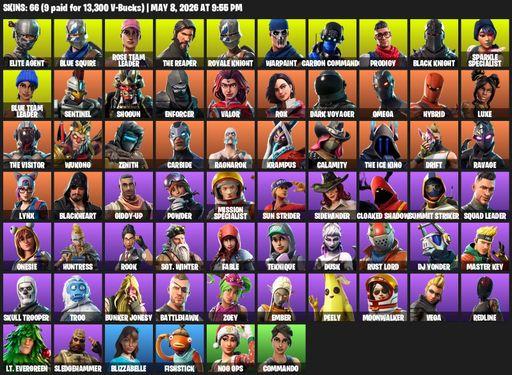 [PC/PSN/XBOX] | 66 skins | Floss | Take The L | OG STW | Black Knight | Sparkle Specialist | Royale Knight | The Reaper | Elite Agent | Blue Squire | Full Access