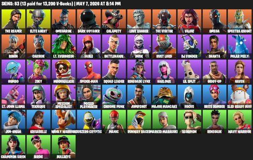 [PC/XBOX] | 53 skins | Take The L | The Reaper | Elite Agent | Omega | Mako | Omegarok | Dark Voyager | Calamity | Love Ranger | The Visitor | Valor | Full Access