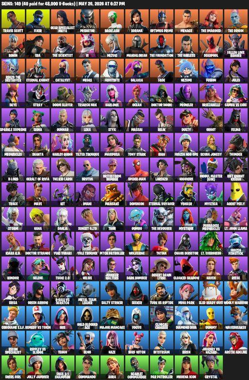[PC] | 149 skins | Leviathan Axe | Travis Scott | Fixer | Gear Specialist Maya | Predator | Backlash | Sorana | Optimus Prime | Menace | The Imagined | Full Access