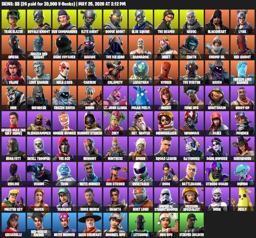 [PC] | 88 skins | Take The L | Royale Knight | The Reaper | Elite Agent | Blue Squire | Omega | Trailblazer | Sub Commander | Rogue Agent | Havoc | Full Access