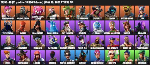 [PC/PSN/XBOX] | 40 skins | Power Chord | Mandalorian | Cuddle Team Leader | Drift | Rex | The Prisoner | Calamity | Zenith | Battle Hound | Lynx | Full Access