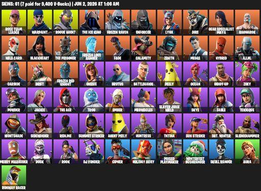 [PC/XBOX] | 61 skins | OG STW | Reaper Axe | Rose Team Leader | Warpaint | Rogue Agent | The Ice King | Frozen Raven | Enforcer | Lynx | Dire | Full Access