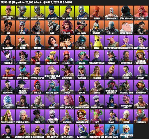 [PC/PSN] | 89 skins | Take The L | OG STW | Royale Knight | The Reaper | Elite Agent | Blue Squire | Rose Team Leader | Warpaint | Hybrid | Ragnarok | Full Access
