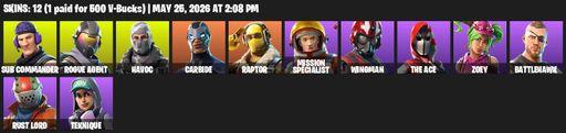 [PC/PSN] | 12 skins | Take The L | Sub Commander | Rogue Agent | Havoc | Carbide | Raptor | Mission Specialist | Wingman | The Ace | Zoey | Battlehawk | Full Access