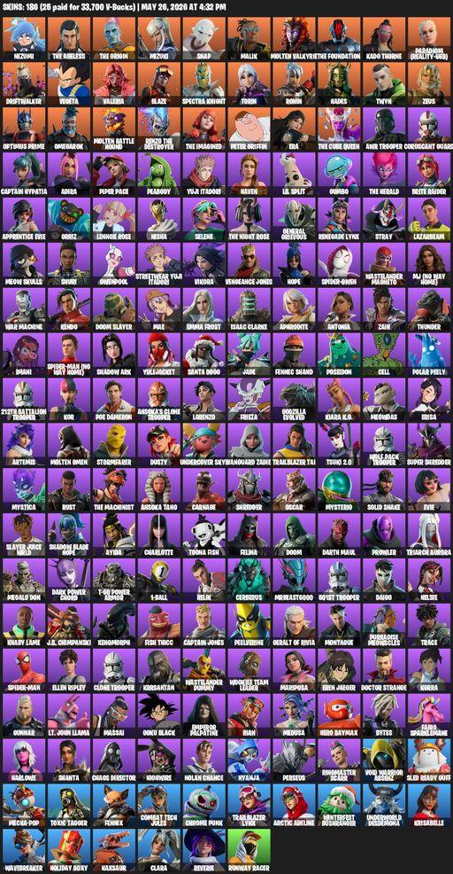 [PC/PSN] | 186 skins | Nezumi | The Ageless | The Origin | Mizuki | Snap | Malik | Molten Valkyrie | The Foundation | Kado Thorne | Full Access